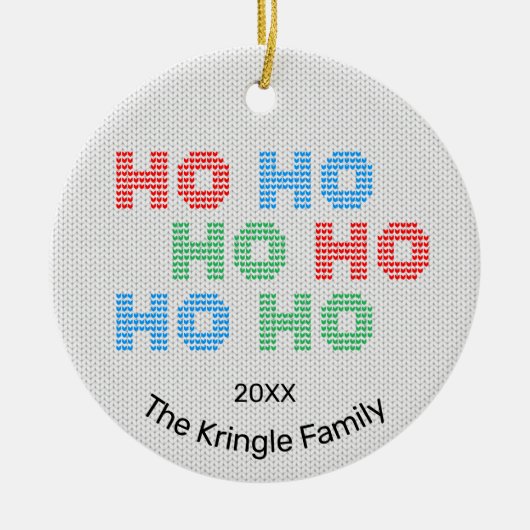 Ho Ho Ho Kerstfoto Keramisch Ornament (Voorkant)