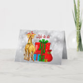 Ho Ho Ho KerstGiraffes Kaart (Voorkant)