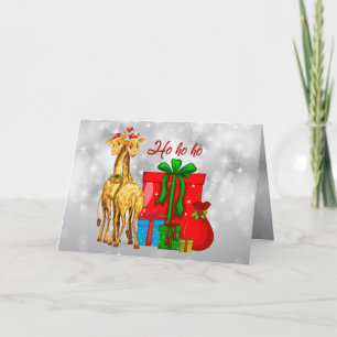 Ho Ho Ho KerstGiraffes Kaart