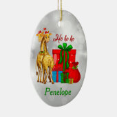 Ho Ho Ho KerstGiraffes Keramisch Ornament (Rechts)