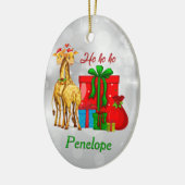 Ho Ho Ho KerstGiraffes Keramisch Ornament (Links)
