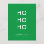 Ho Ho Ho | Kerstgroet Helder Groen Eenvoudig Feestdagenkaart (Voorkant)