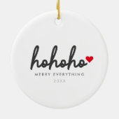 Ho Ho Ho | Kersthart Modern Minimalistisch Keramisch Ornament (Achterkant)