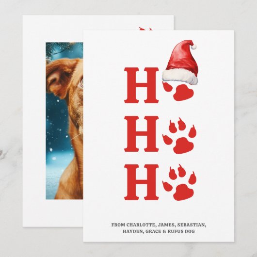 Ho Ho Ho Kersthond Poot Persoonlijk Feestdagenkaart (Voorkant / Achterkant)