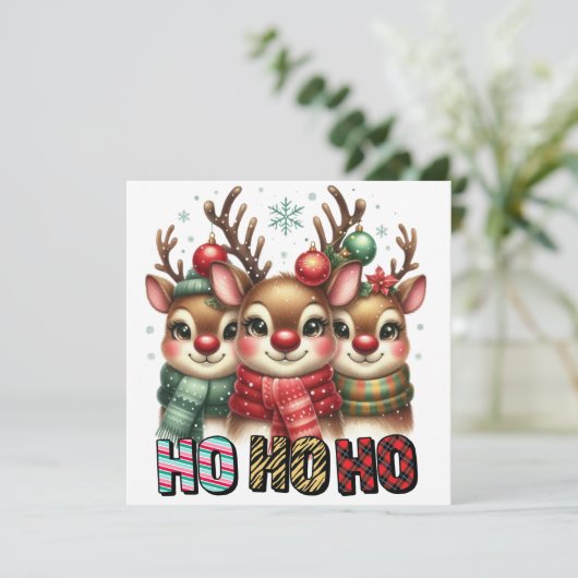 Ho Ho Ho Kerstkaart (Staand voorkant)