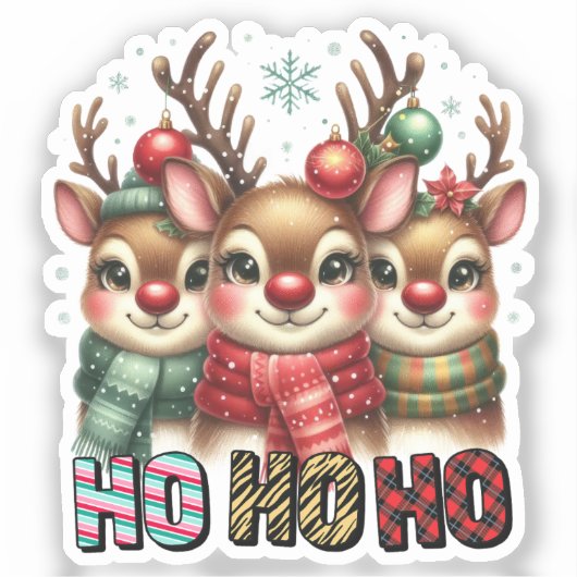 Ho Ho Ho Kerstkaart Sticker (Voorkant)