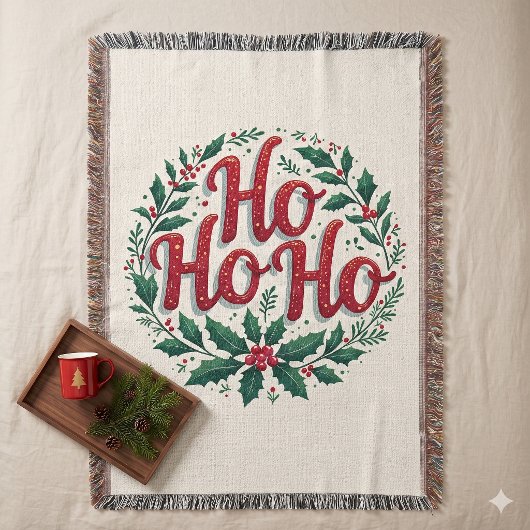 Ho Ho Ho Kerstkrans Typografie Ontwerp Deken