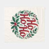 Ho Ho Ho Kerstkrans Typografie Ontwerp Fleece Deken (Voorkant (Horizontaal))