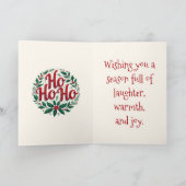 Ho Ho Ho Kerstkrans Typografie Ontwerp Kaart (Binnen)