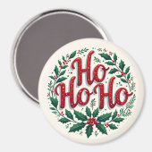 Ho Ho Ho Kerstkrans Typografie Ontwerp Magneet (Voorkant / Achterkant)