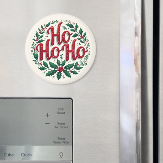 Ho Ho Ho Kerstkrans Typografie Ontwerp Magneet (Insitu (Koelkast))
