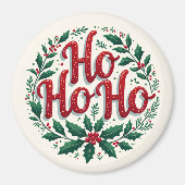 Ho Ho Ho Kerstkrans Typografie Ontwerp Magneet (Voorkant)