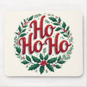 Ho Ho Ho Kerstkrans Typografie Ontwerp Muismat (Voorkant)