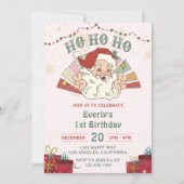 Ho Ho Ho Kerstman 1e Verjaardagsfeest Kaart (Voorkant)