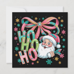 Ho Ho Ho Kerstman Coquette Strik Retro Kerstfeest Feestdagenkaart
