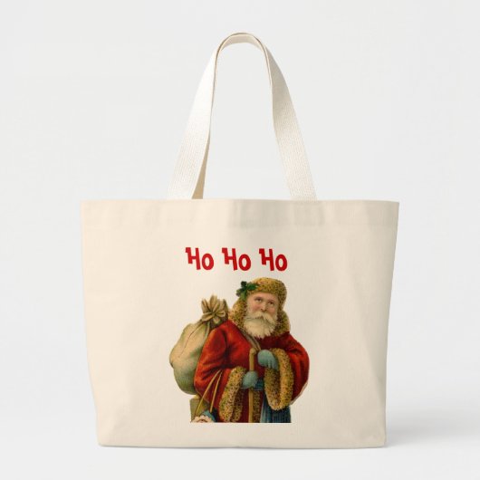 Ho Ho Ho  kerstman Grote Tote Bag (Voorkant)