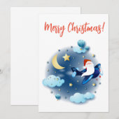 Ho ho ho! Kerstman in het vliegtuig Feestdagenkaart (Voorkant / Achterkant)