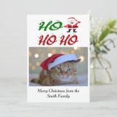 Ho Ho Ho Kerstman Kerst foto script Feestdagenkaart (Staand voorkant)