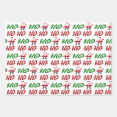 Ho Ho Ho Kerstman Kerstmis rood groen schrift Inpakpapier Vel (Voorkant 2)