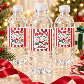 Ho Ho Ho Kerstman Kerstmis Verjaardag Rood Wit Str Waterfles Etiket