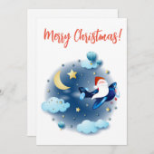 Ho ho ho! Kerstman op het vliegtuig Feestdagenkaart (Voorkant / Achterkant)