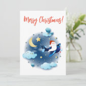 Ho ho ho! Kerstman op het vliegtuig Feestdagenkaart (Staand voorkant)