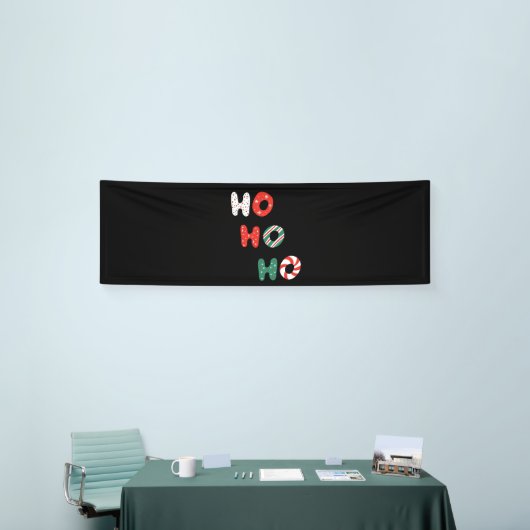 Ho Ho Ho Kerstmis 2.5x8 Vinyl Banner (Beurs)