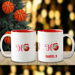 Ho Ho Ho Kerstmis Basketbal Aangepaste naam Tweekleurige Koffiemok