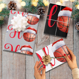 Ho Ho Ho Kerstmis Basketbal Inpakpapier Vel