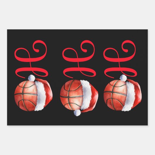 Ho Ho Ho Kerstmis Basketbal Inpakpapier Vel (Voorkant 3)