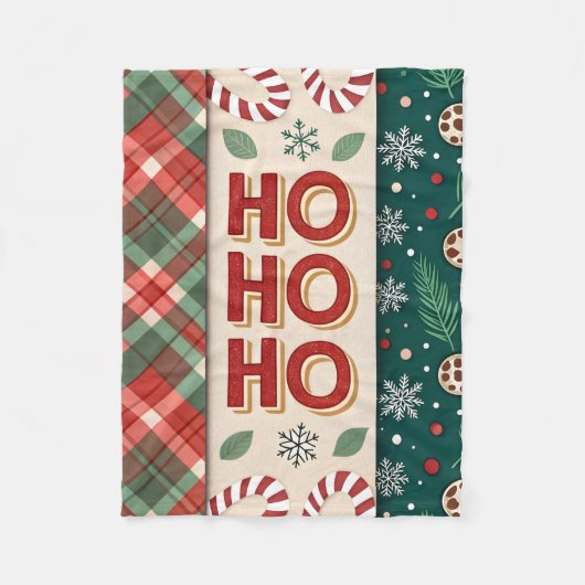Ho Ho Ho Kerstmis Fleece Deken (Voorkant)