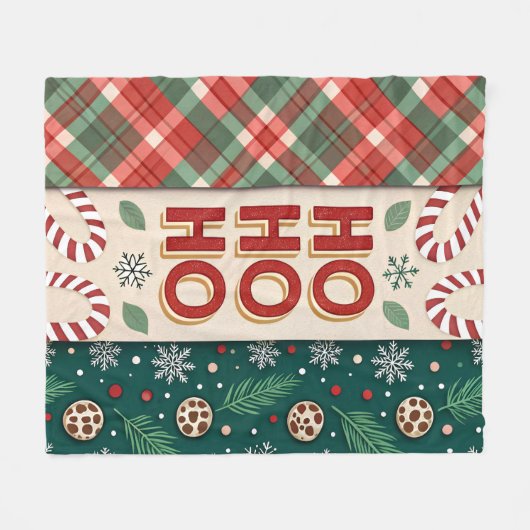 Ho Ho Ho Kerstmis Fleece Deken (Voorkant (Horizontaal))