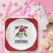 Ho Ho Ho Kerstmis Grappig Santa Face Papieren Bordje (Feest)