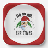 Ho Ho Ho Kerstmis Grappig Santa Face Papieren Bordje (Voorkant)