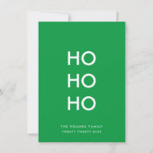 Ho Ho Ho | Kerstmis, heldergroen eenvoudig Feestdagenkaart (Voorkant)
