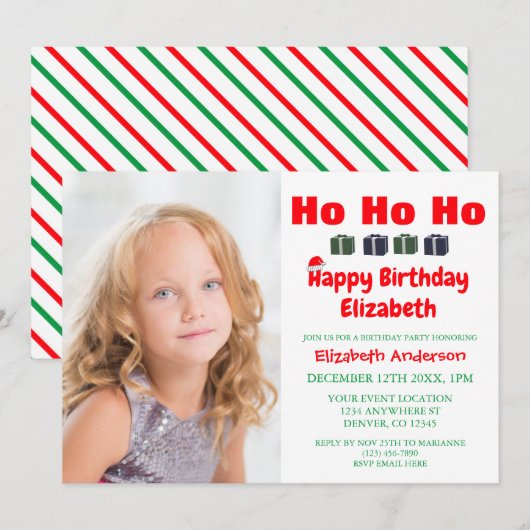 Ho Ho Ho Kerstmis Kinderen Verjaardag Kaart (Voorkant / Achterkant)