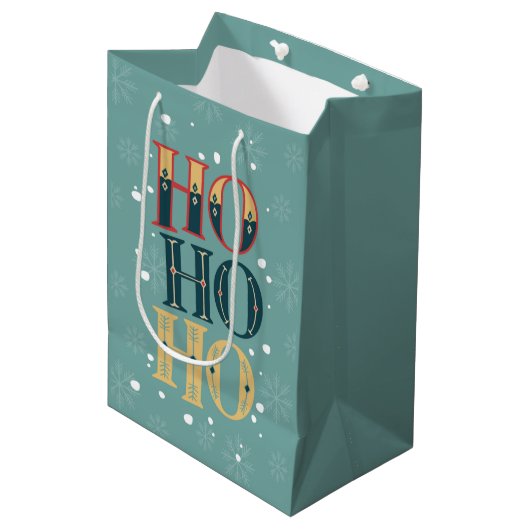 Ho Ho Ho Kerstmis Medium Cadeauzakje (Voorkant Gekanteld)