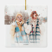 Ho Ho Ho Kerstmis | Retro vakantiefoto Keramisch Ornament (Achterkant)