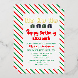 Ho Ho Ho Kerstmis Verjaardag Folie Uitnodiging
