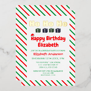 Ho Ho Ho Kerstmis Verjaardag Folie Uitnodiging