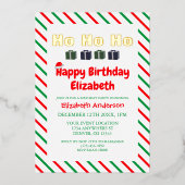 Ho Ho Ho Kerstmis Verjaardag Folie Uitnodiging (Voorkant)