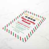 Ho Ho Ho Kerstmis Verjaardag Folie Uitnodiging (Gedraaid)