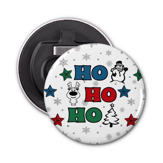 Ho-Ho-Ho-Kerstontwerp Button Flesopener (Voorkant)