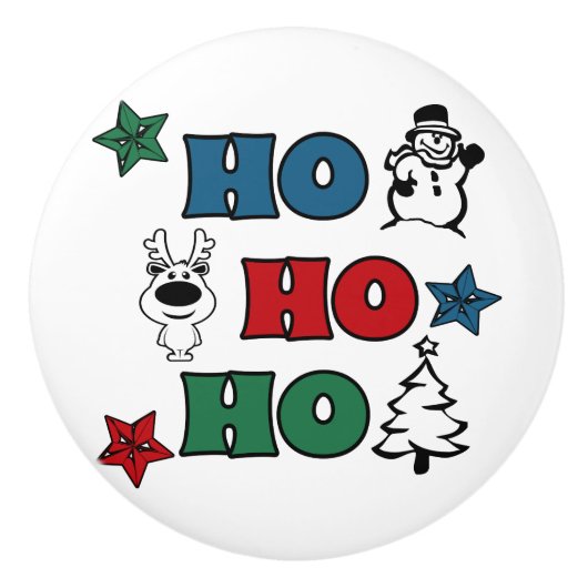 Ho-Ho-Ho-Kerstontwerp Keramische Knop (Voorkant)