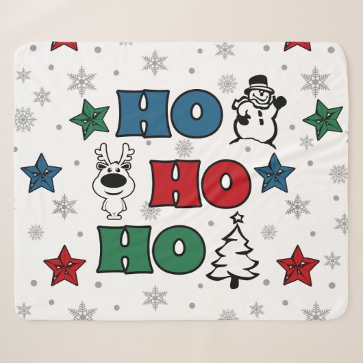 Ho-Ho-Ho-Kerstontwerp Sherpa Deken (Voorkant (horizontaal))