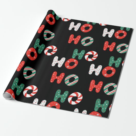 Ho Ho Ho-kerstpapier Cadeaupapier (Uitgerold)