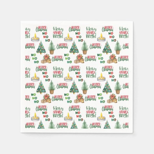 HO HO HO kerstpapier voor feestjes Servet (Voorkant)