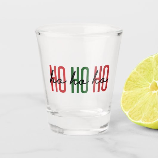 Ho Ho Ho Kerstseizoensfamilie kerstcadeautjes Shot Glas (Voorkant)