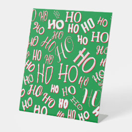 HO HO HO Kersttekstpatroon wit groen rood Reclamebord Met Voetstuk