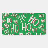 HO HO HO Kersttekstpatroon wit groen rood Spandoek (Horizontaal)